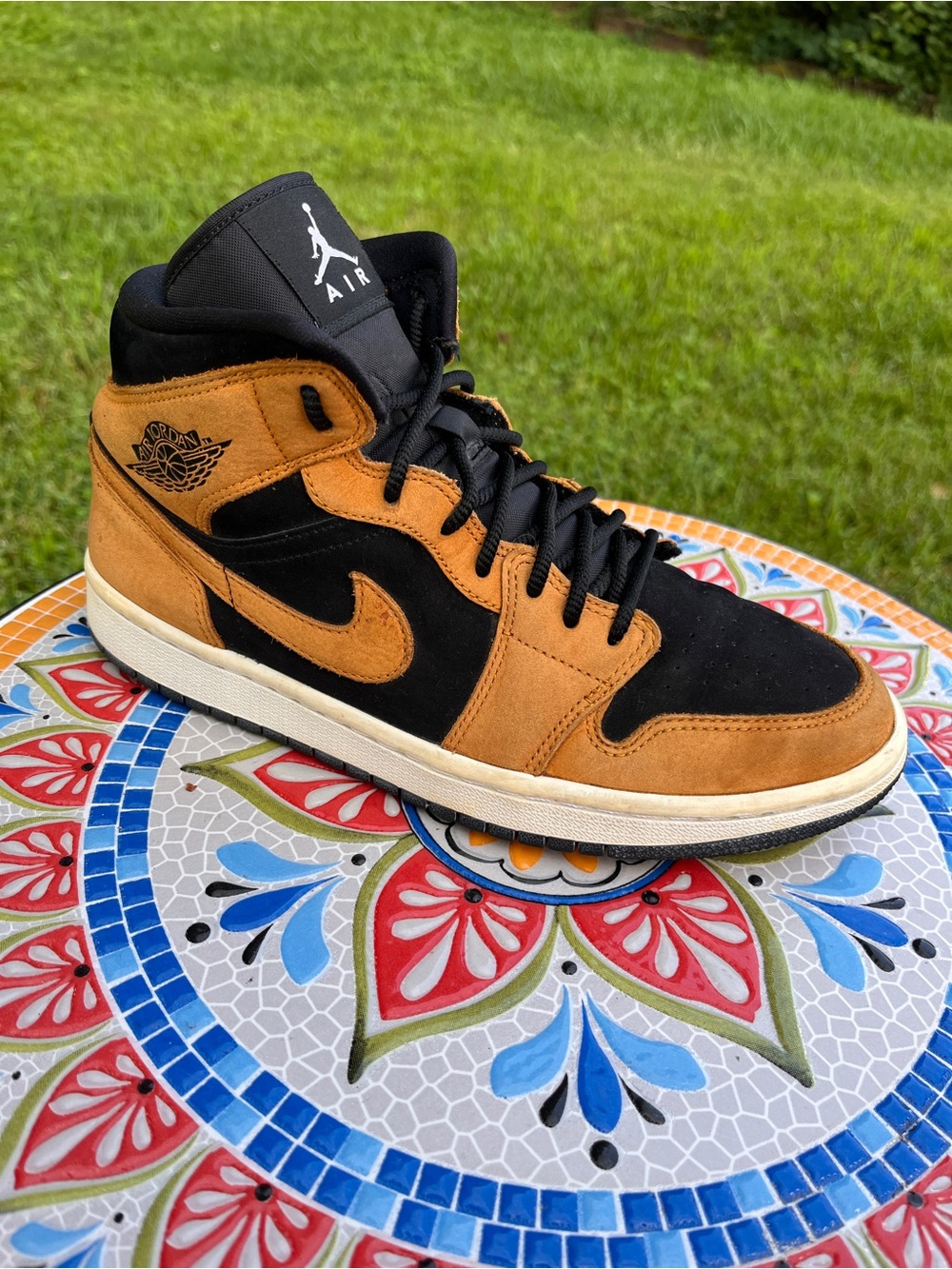 Nike Air Jordan 1 Mid Desert Ochre Women's 8.5 Black Brown DB5453-700 Sneakers